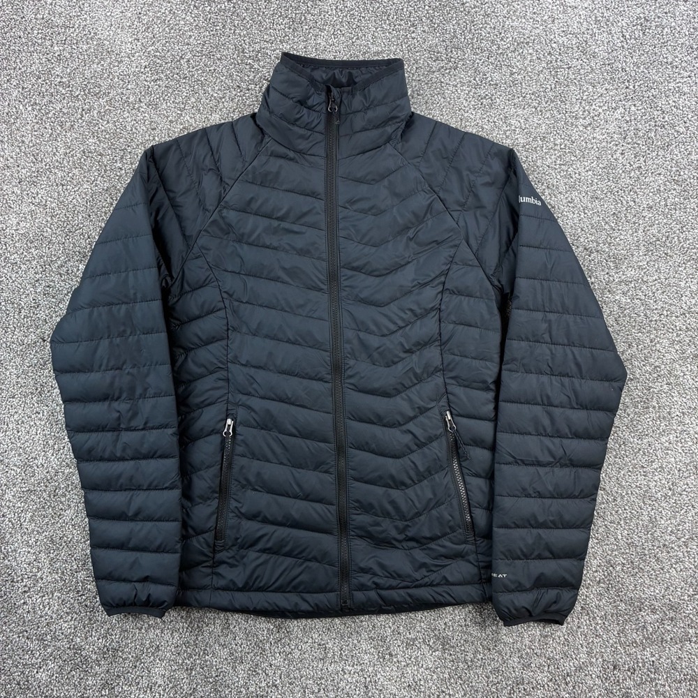 Columbia Powder Lite Puffer Jacket Womens Small Black Omni-Heat Insulated WK1498
